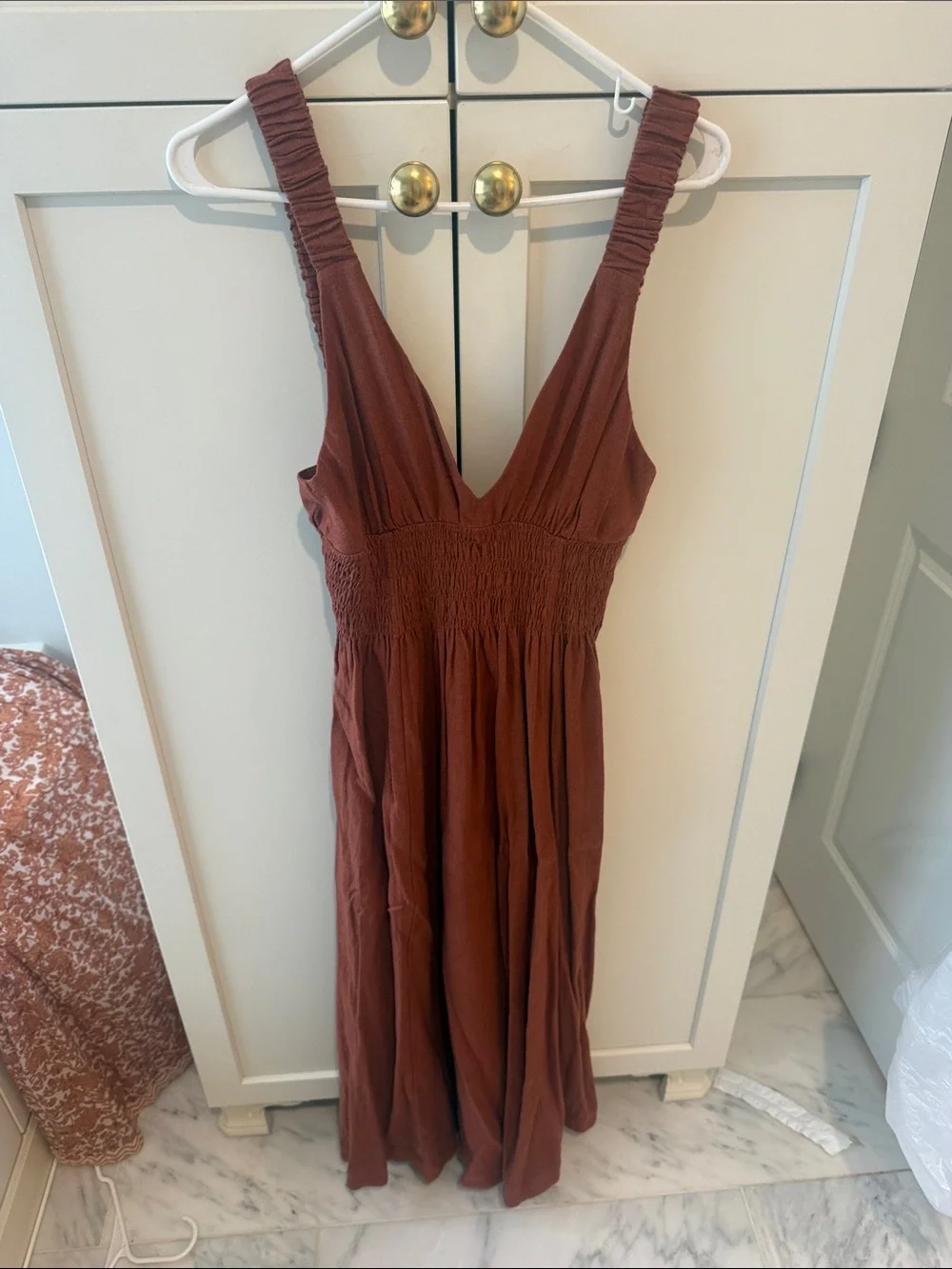 Abercrombie & Fitch Rust Brown Sleeveless V-Neck Maxi Dress
